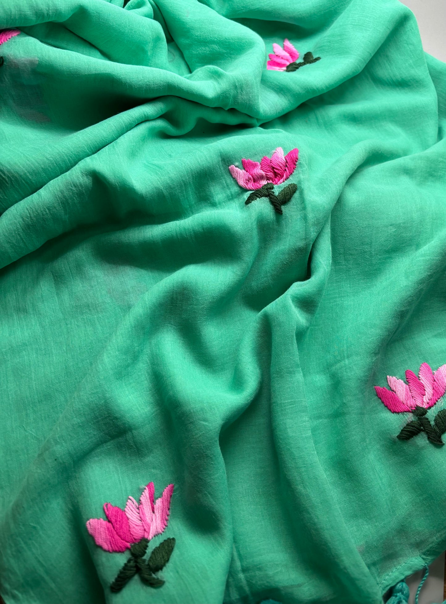 Bengal Mul Cotton - Lotus Embroidery