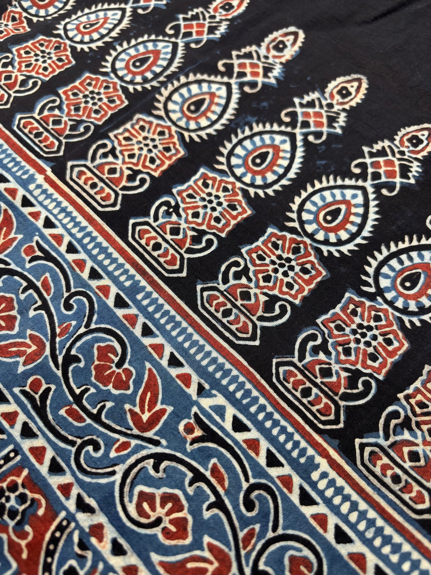 Ajrakh Hand Block Pure Cotton Saree
