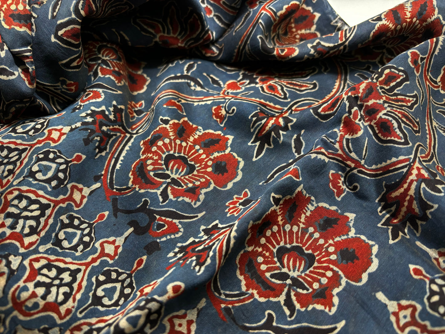 Ajrakh Hand Block Stoles - Chanderi Silk