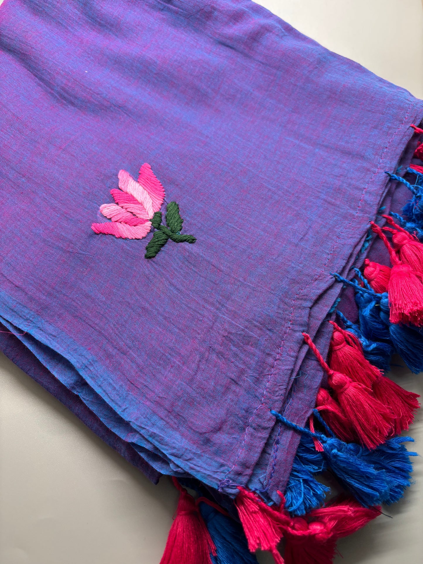 Bengal Mul Cotton - Lotus Embroidery