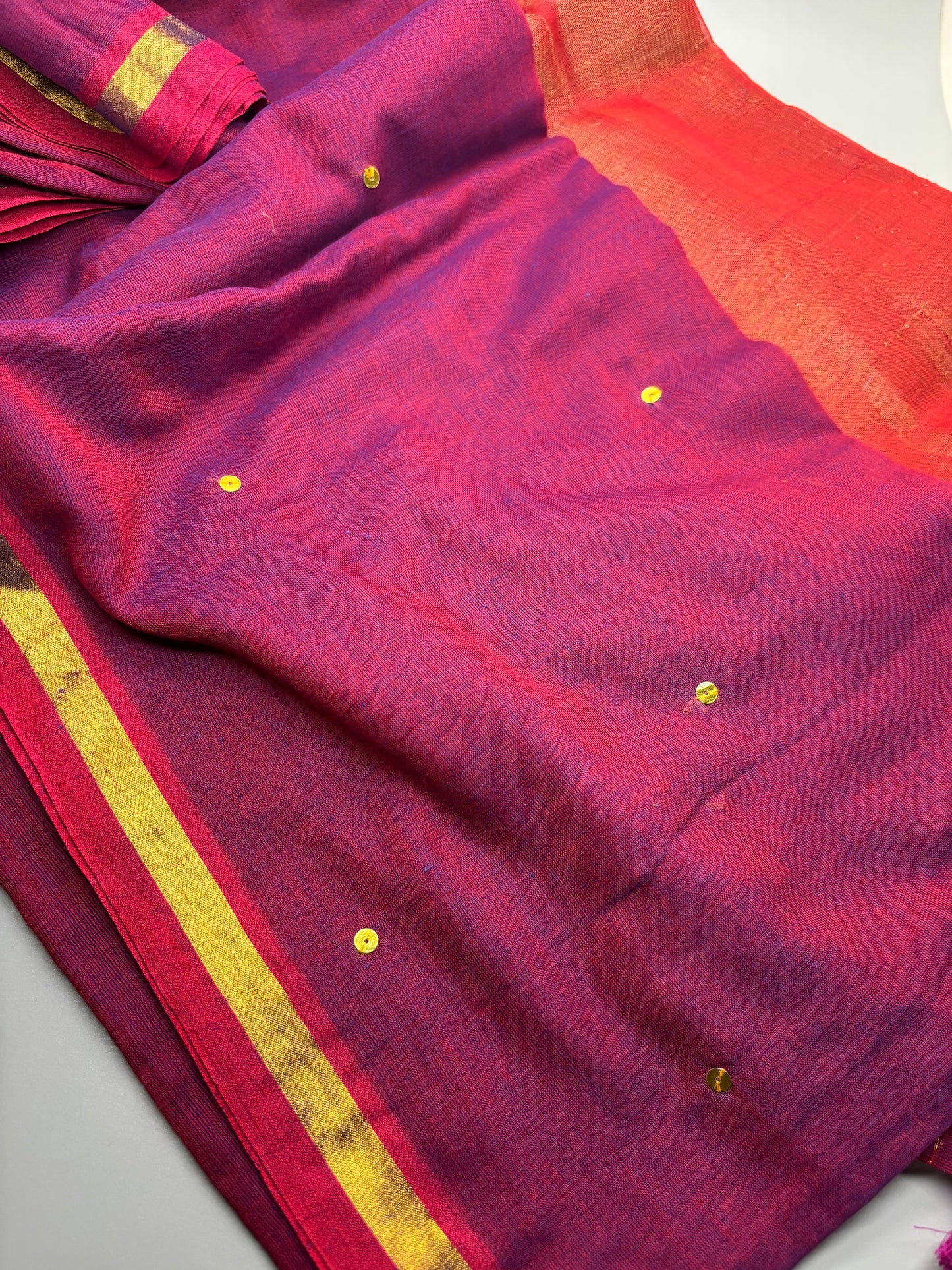 Bengal Mul Cotton - Zari Pallu & Sequins