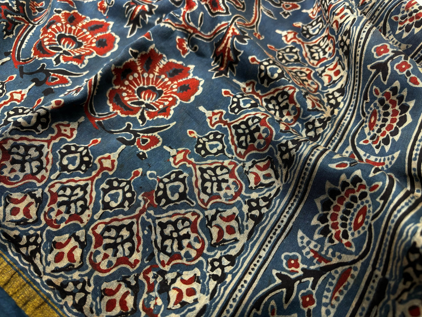 Ajrakh Hand Block Stoles - Chanderi Silk