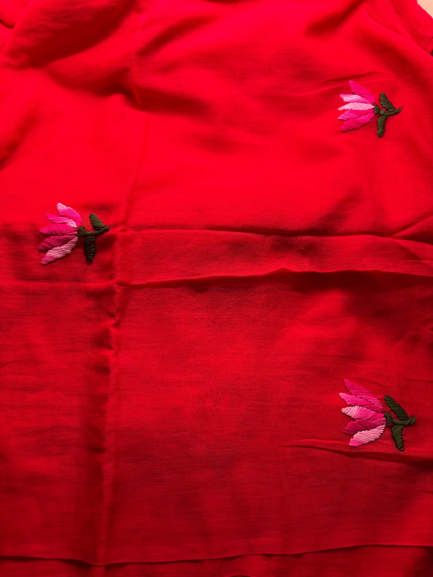 Bengal Mul Cotton - Lotus Embroidery