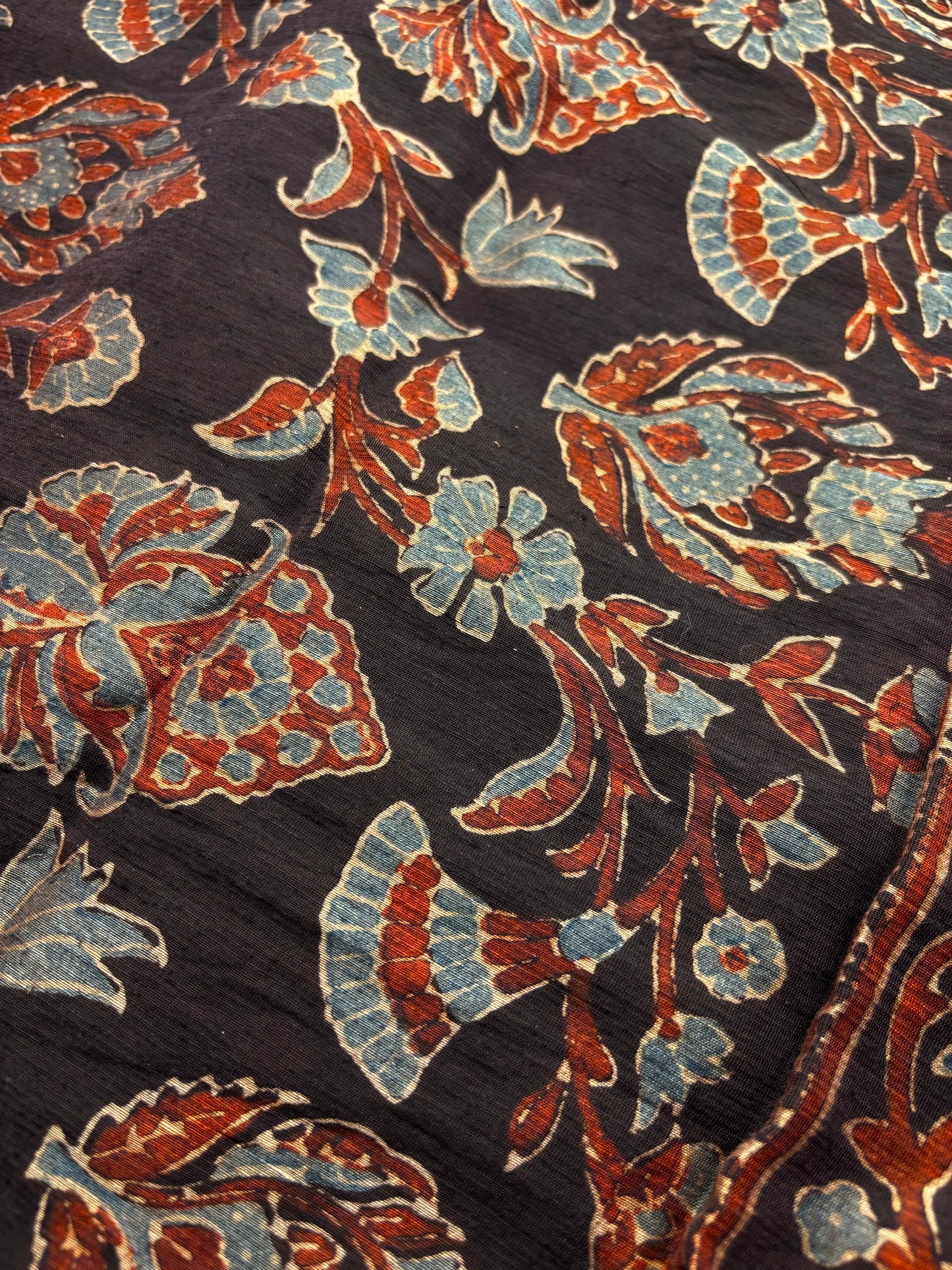 Ajrakh Hand Block Pure Cotton Saree with Zari Border