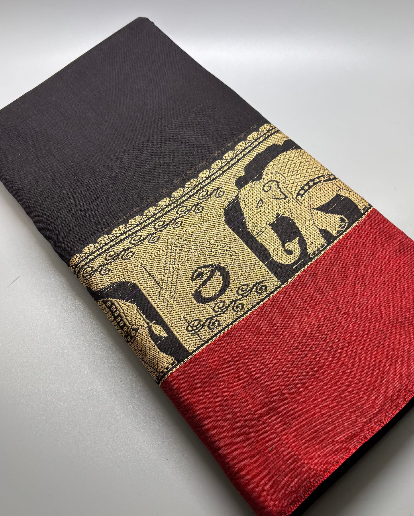 Narayanpet Cotton - Elephant Motif Border