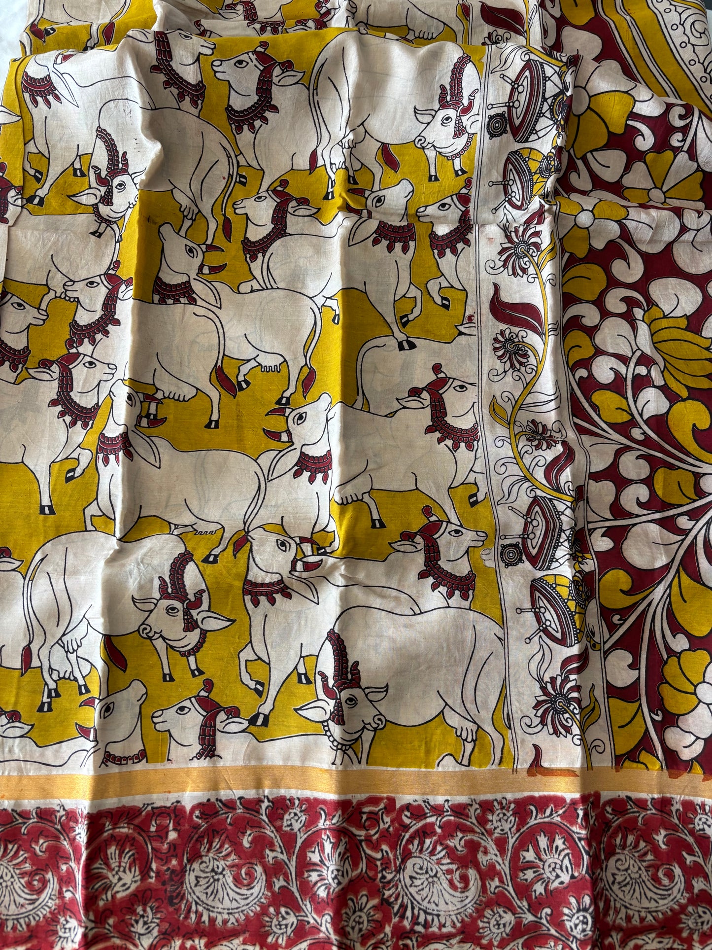 Mangalagiri Silk Cotton - Kalamkari Print