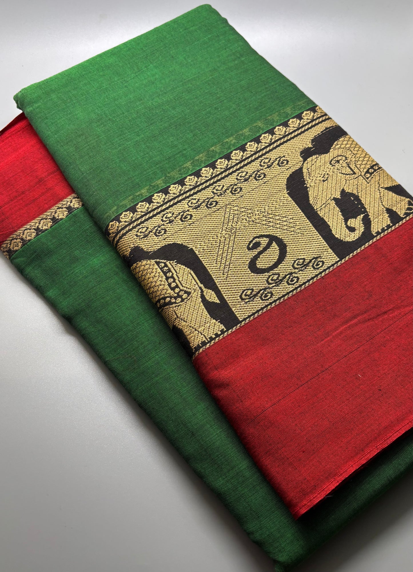 Narayanpet Cotton - Elephant Motif Border