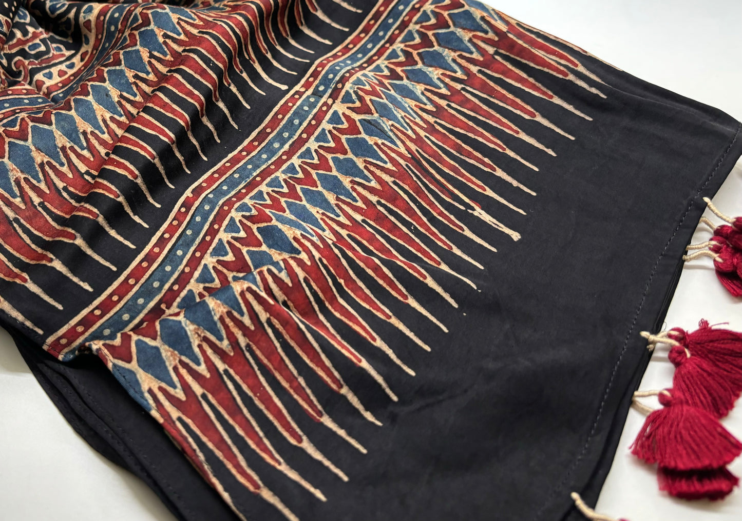 Ajrakh Hand Block Stoles - Modal Silk