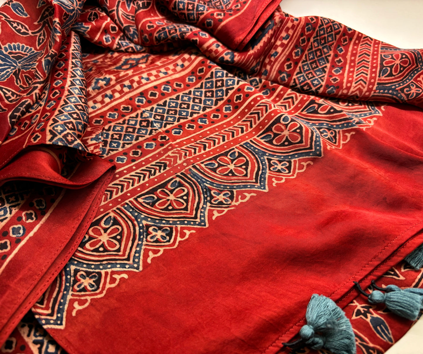 Ajrakh Hand Block Stoles - Modal Silk