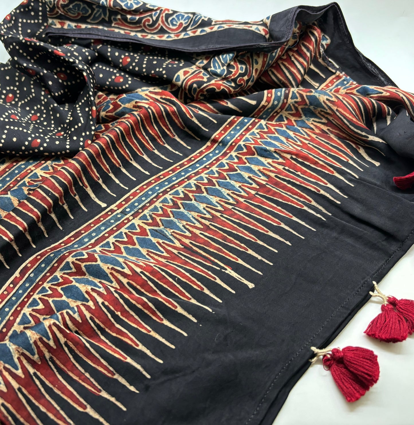 Ajrakh Hand Block Stoles - Modal Silk