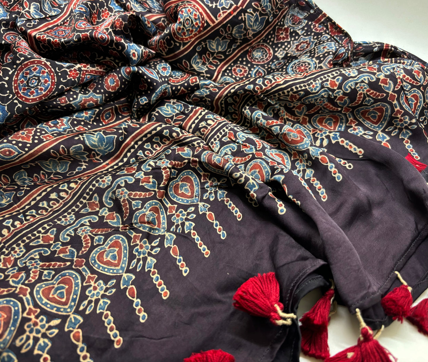 Ajrakh Hand Block Stoles - Modal Silk