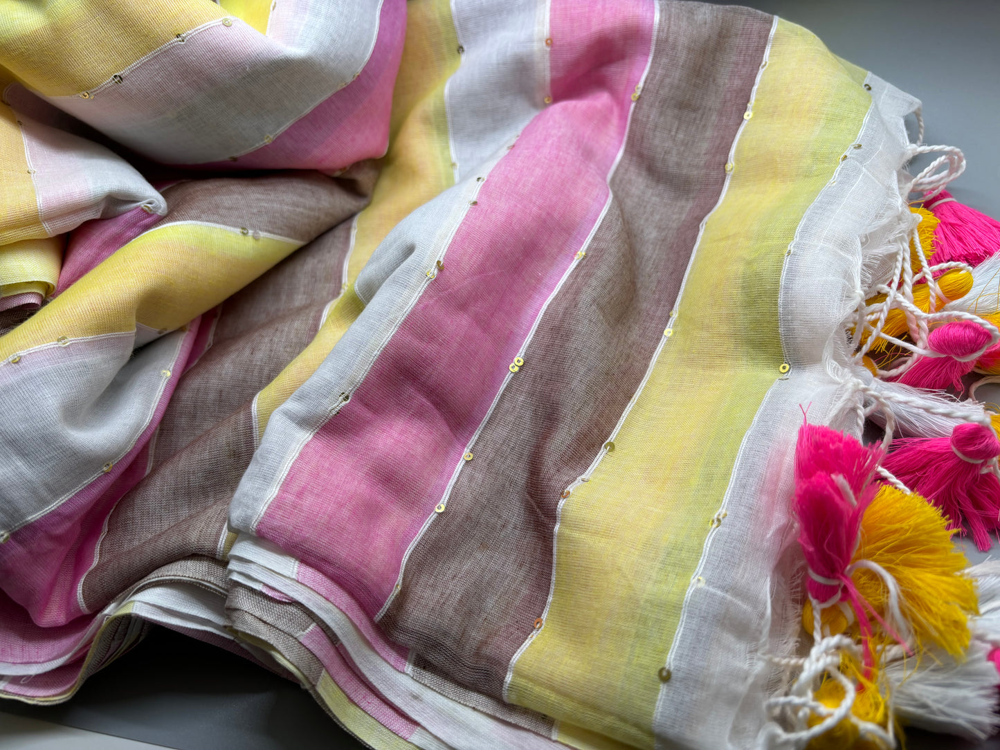 Bengal Mul Cotton - Stripes & Sequin