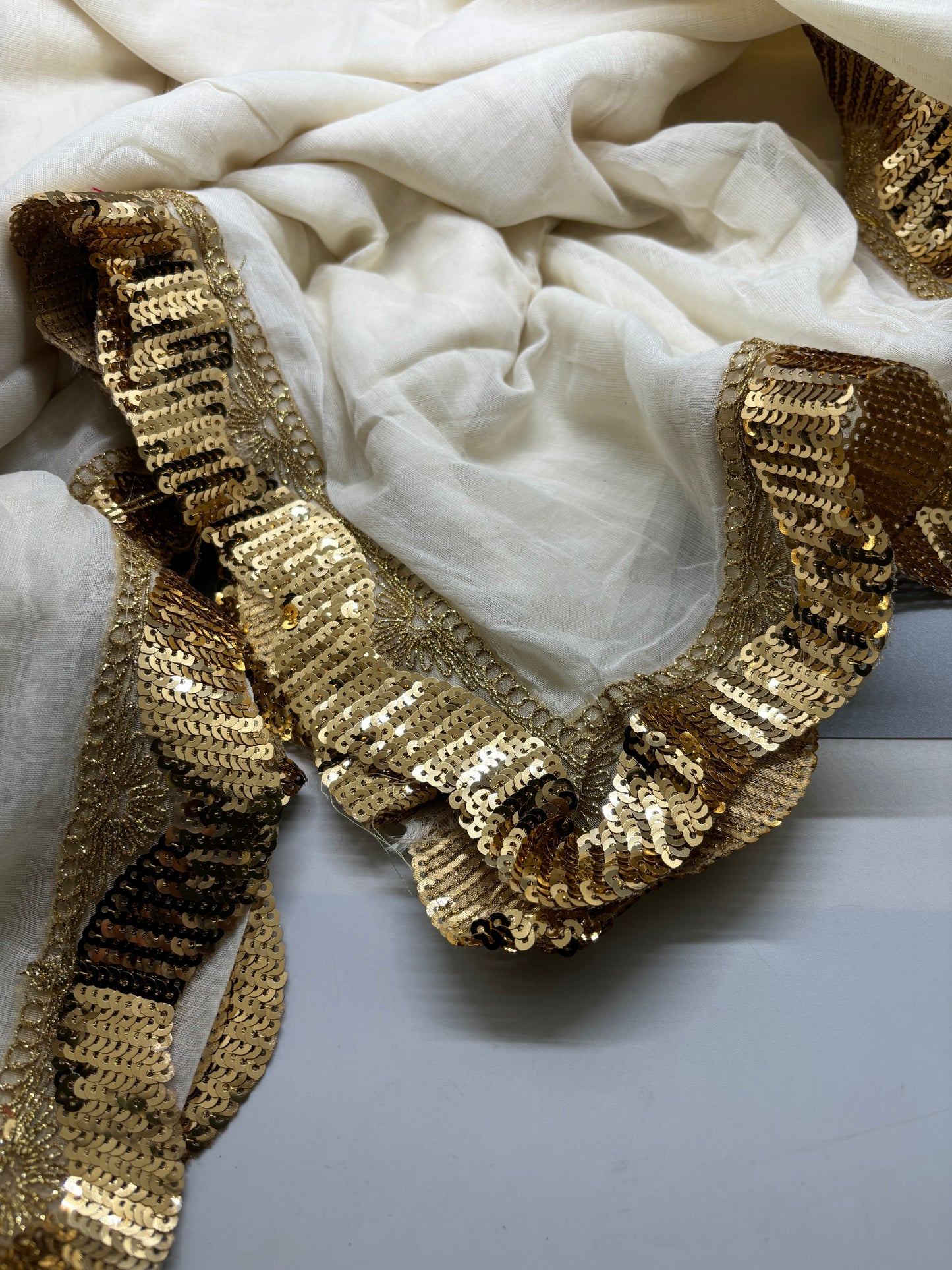 Bengal Mul Cotton - Sequin Border