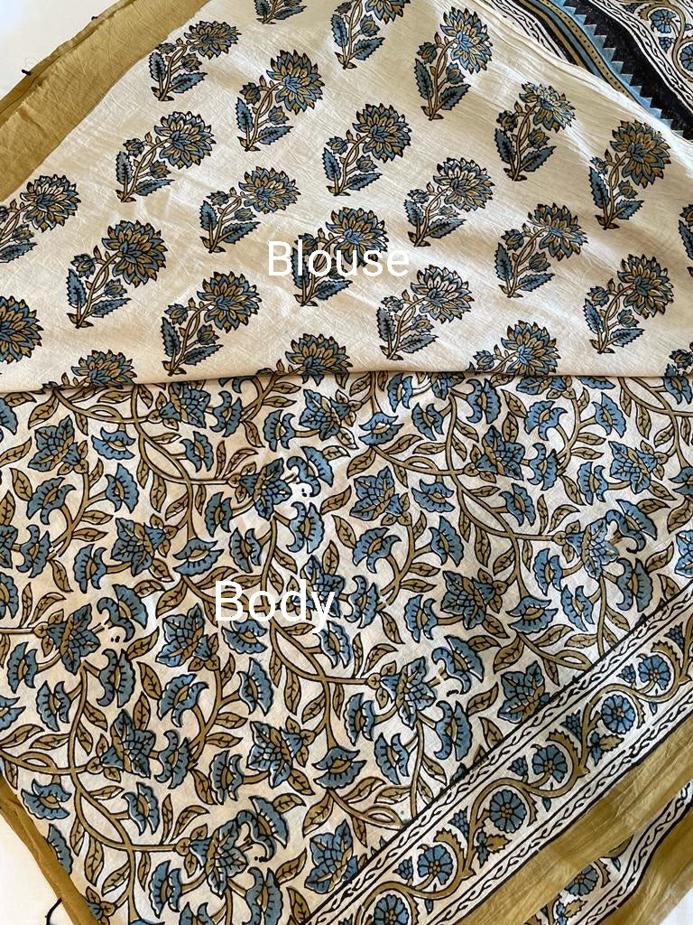 Ajrakh Hand Block Pure Cotton Saree