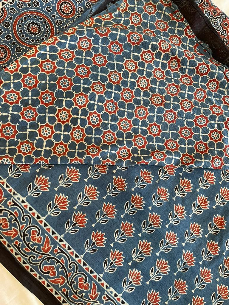 Ajrakh Hand Block Pure Cotton Saree