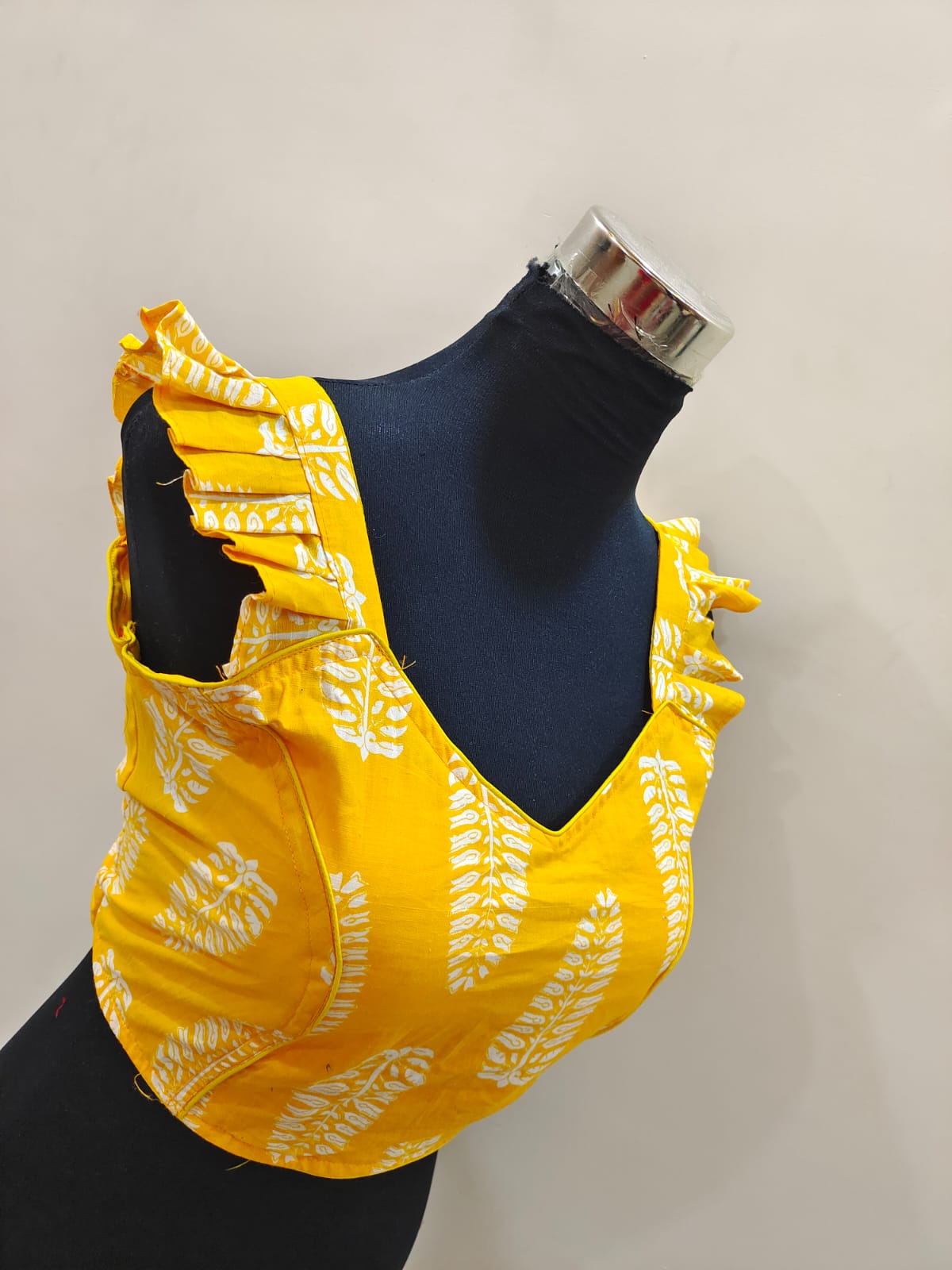 Readymade Cotton Saree Blouse - Ajrakh Print