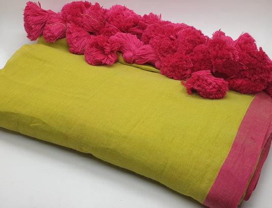 Bengal Mul Cotton With Jumbo Pom Pom