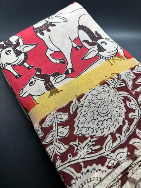 Mangalagiri Silk Cotton - Kalamkari Print