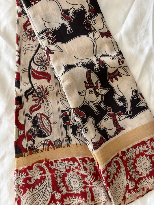 Mangalagiri Silk Cotton - Kalamkari Print