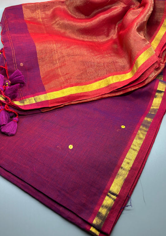 Bengal Mul Cotton - Zari Pallu & Sequins