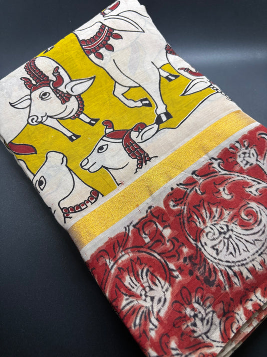 Mangalagiri Silk Cotton - Kalamkari Print