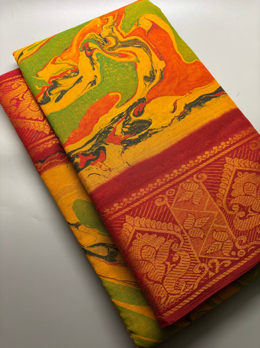 Madurai Sungudi Cotton - Marble Design