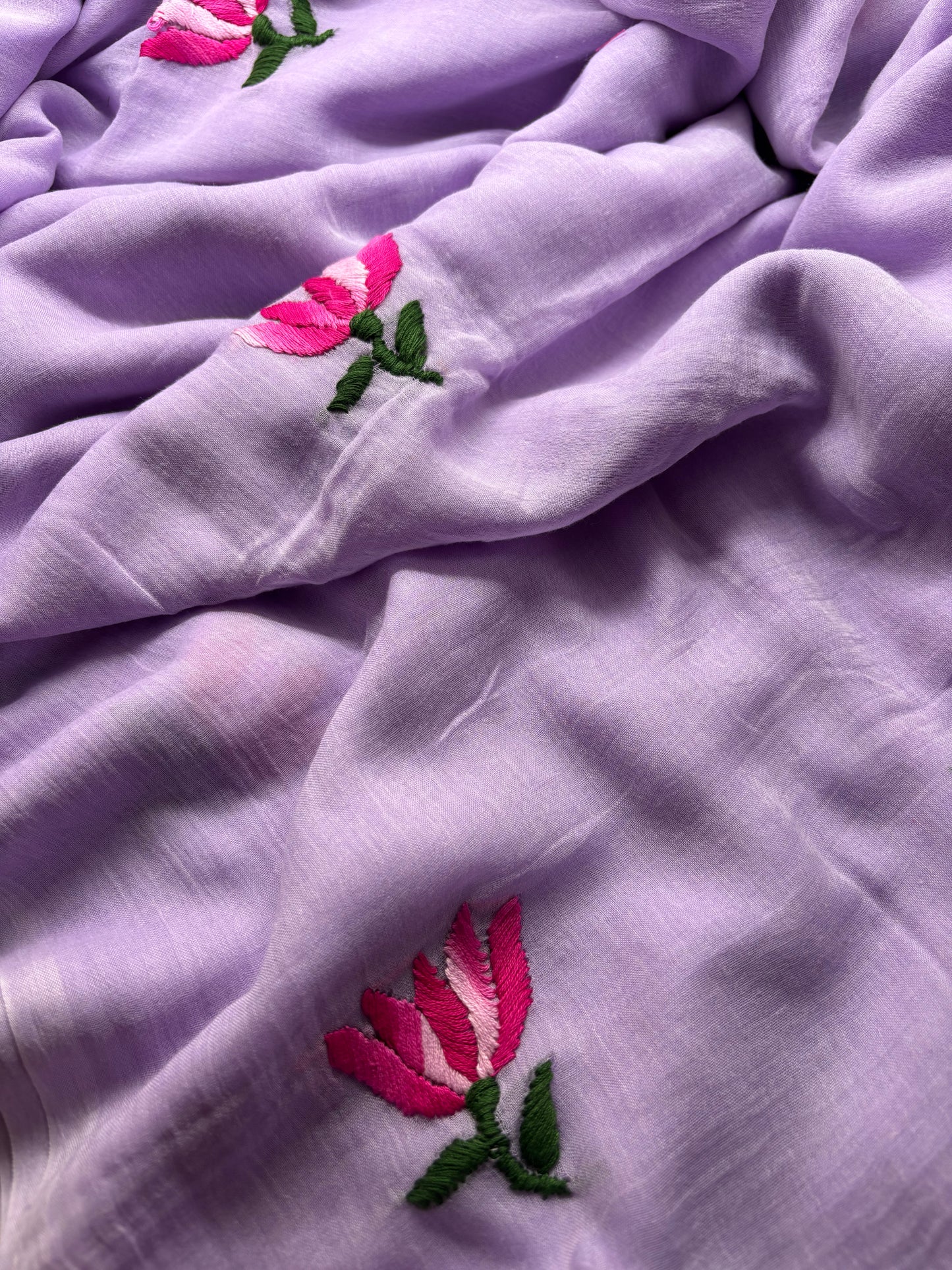 Bengal Mul Cotton - Lotus Embroidery