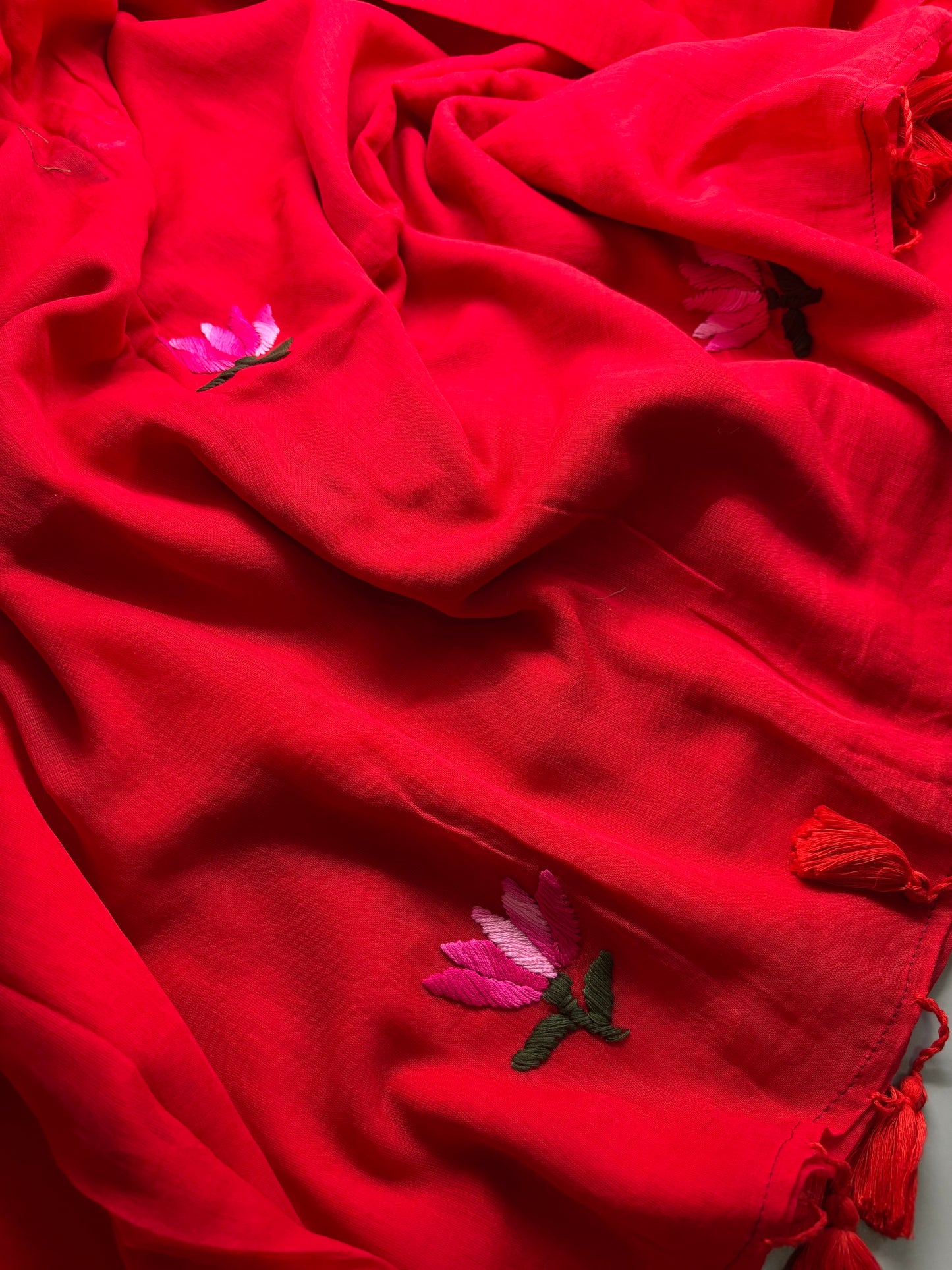 Bengal Mul Cotton - Lotus Embroidery