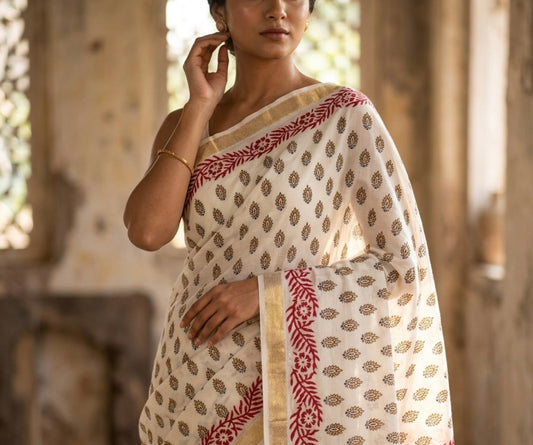 Maheshwari Silk Cotton - Hand Block