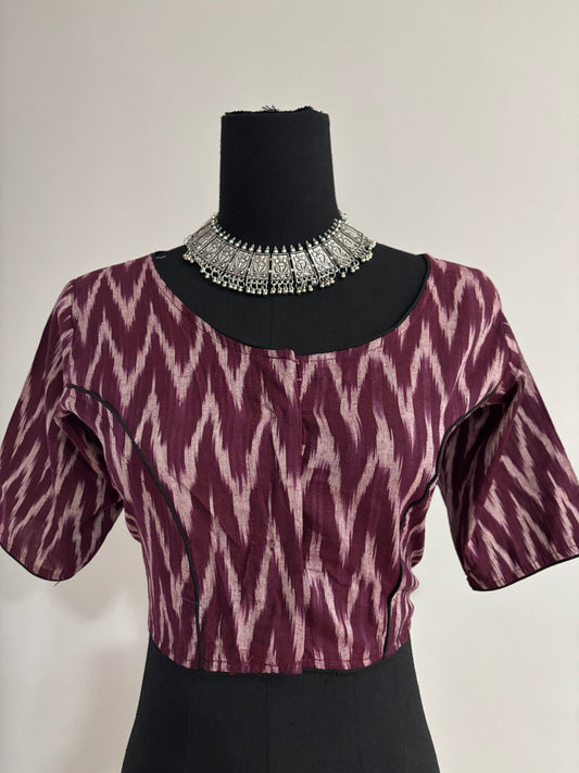 Readymade Cotton Saree Blouse - Ikat Print