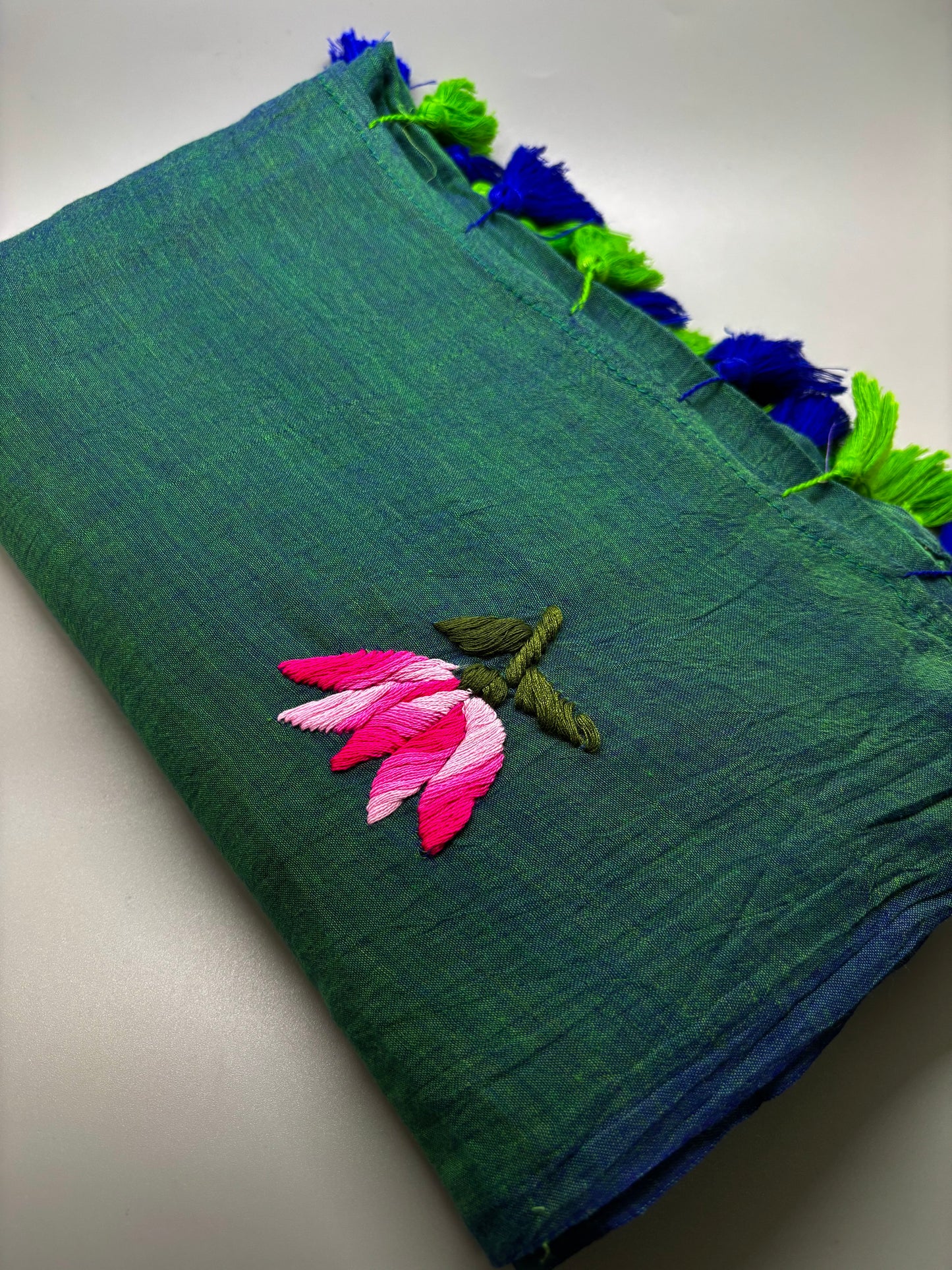 Bengal Mul Cotton - Lotus Embroidery