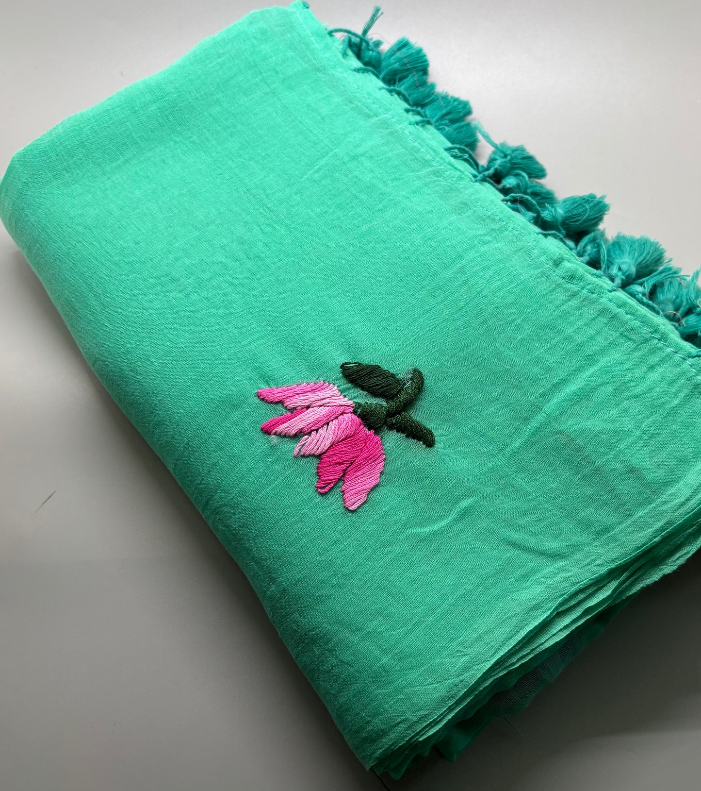 Bengal Mul Cotton - Lotus Embroidery