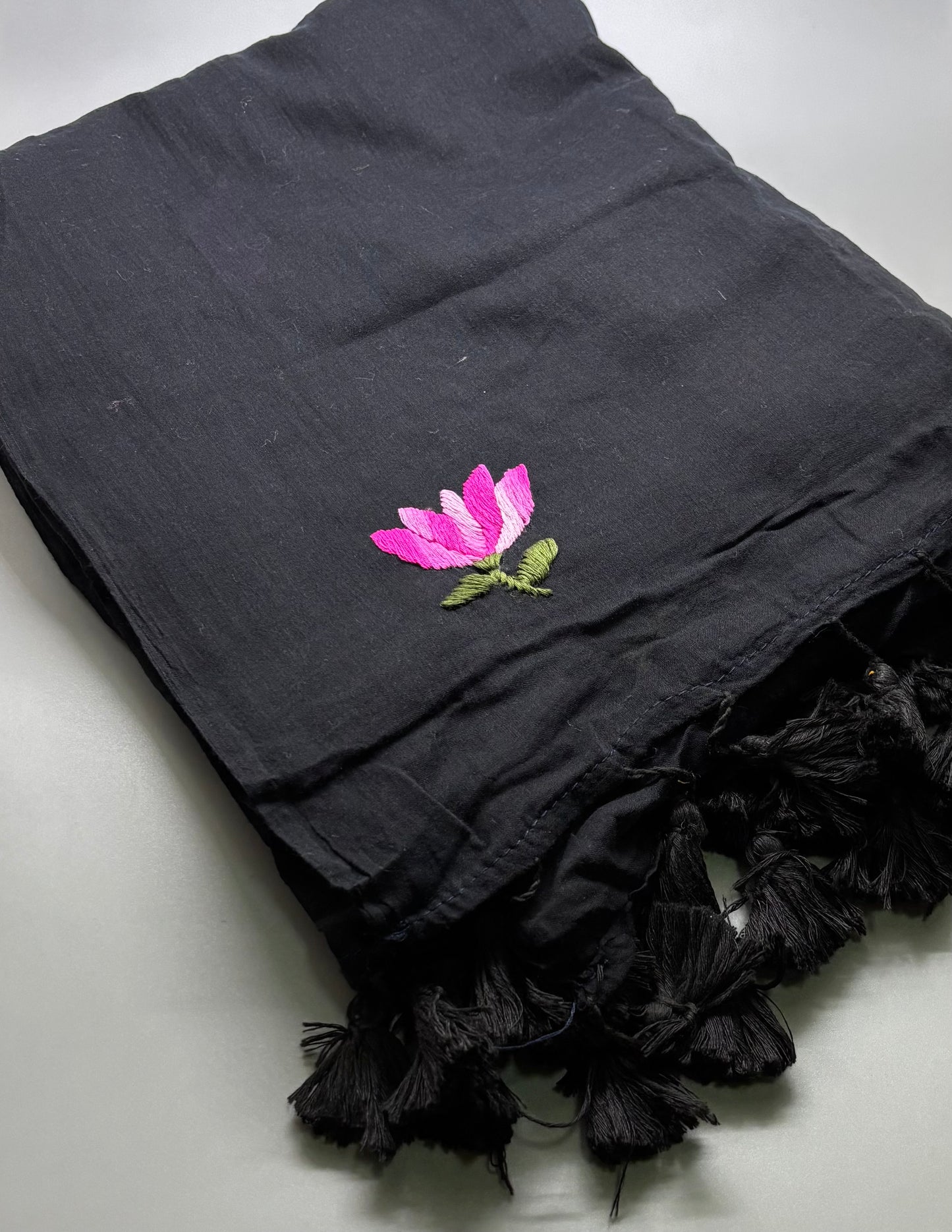 Bengal Mul Cotton - Lotus Embroidery