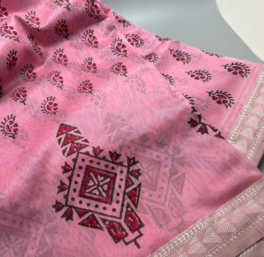 Maheshwari Silk Cotton - Hand Block