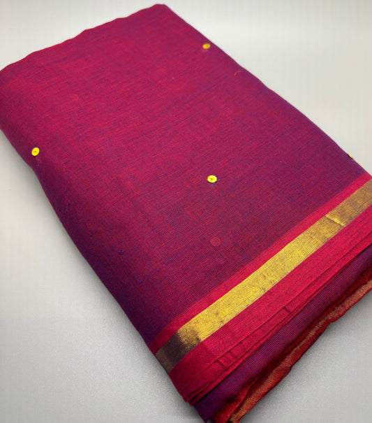 Bengal Mul Cotton - Zari Pallu & Sequins