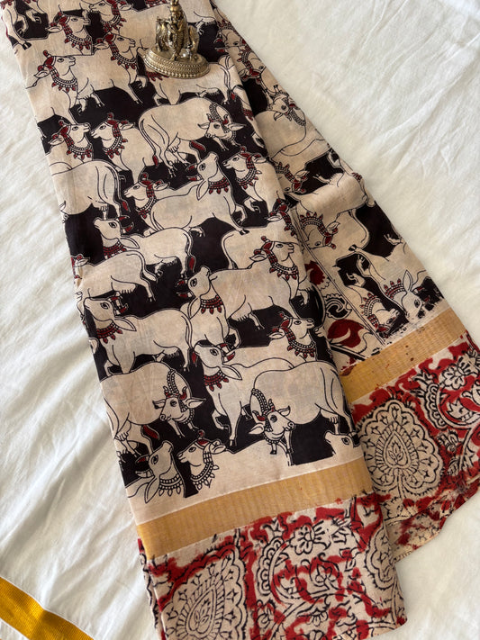 Mangalagiri Silk Cotton - Kalamkari Print