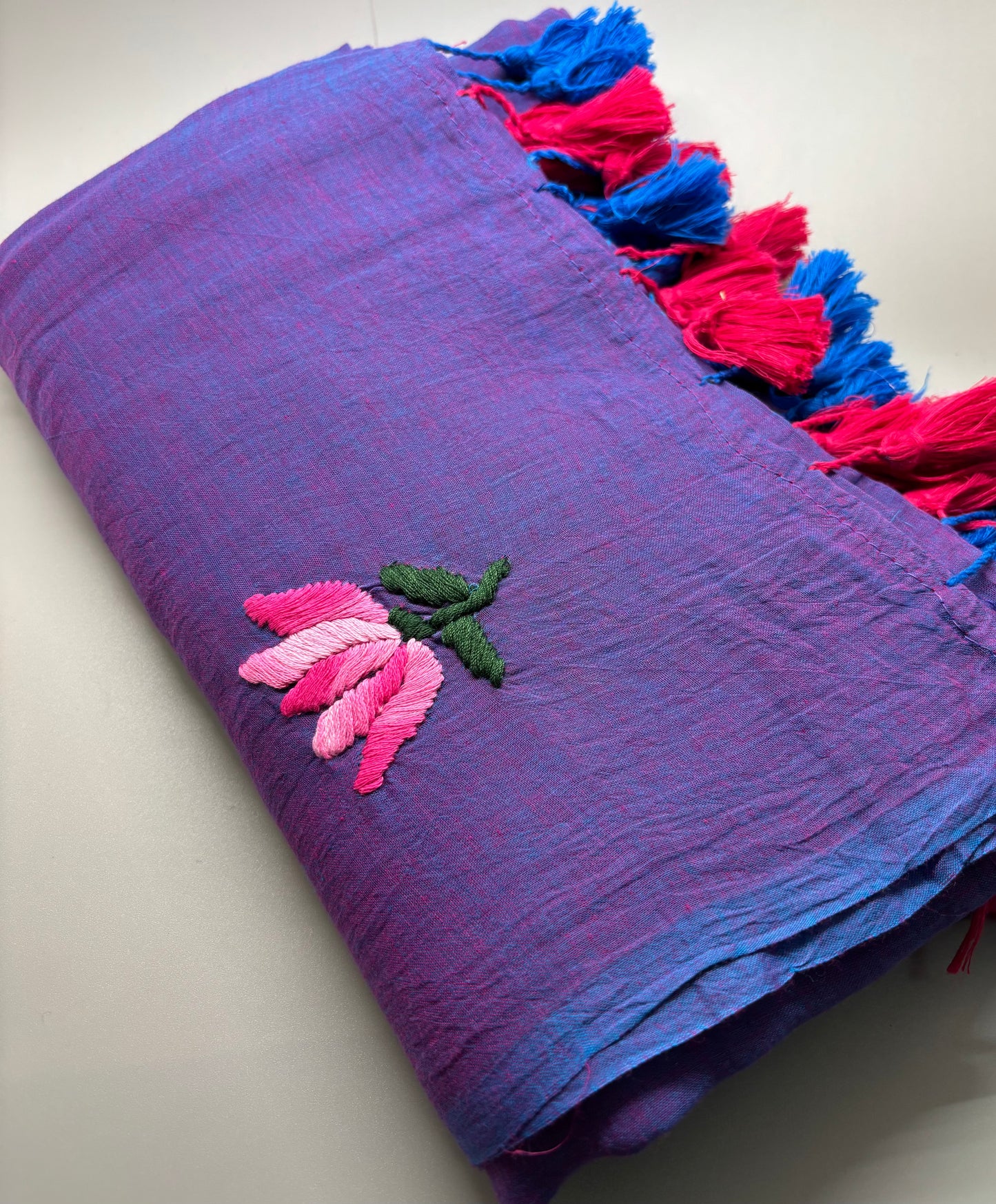 Bengal Mul Cotton - Lotus Embroidery