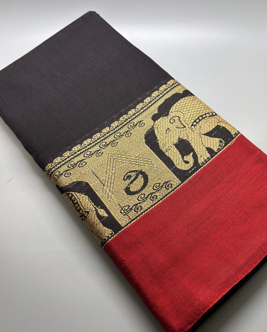 Narayanpet Cotton - Elephant Motif Border