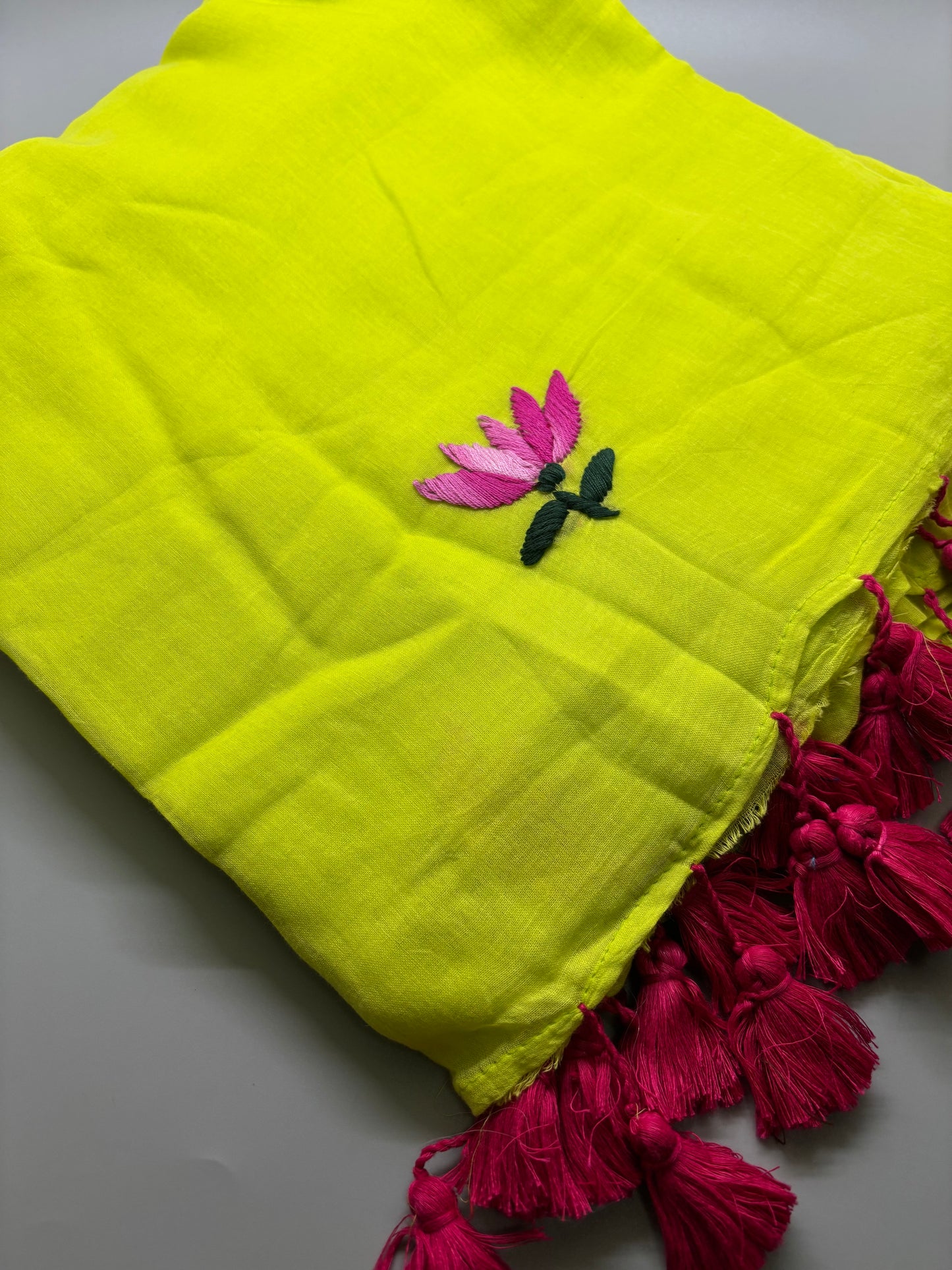 Bengal Mul Cotton - Lotus Embroidery
