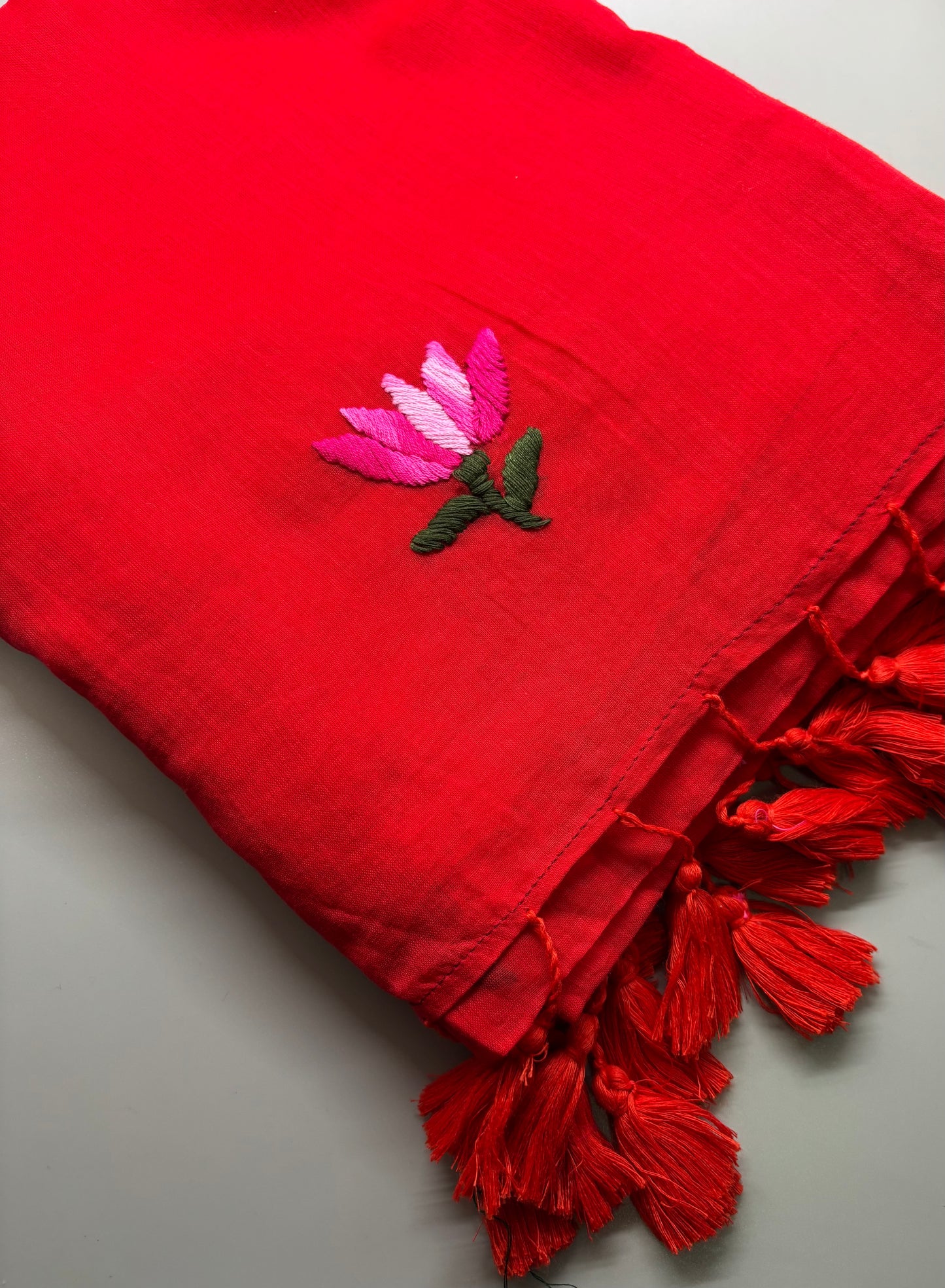 Bengal Mul Cotton - Lotus Embroidery