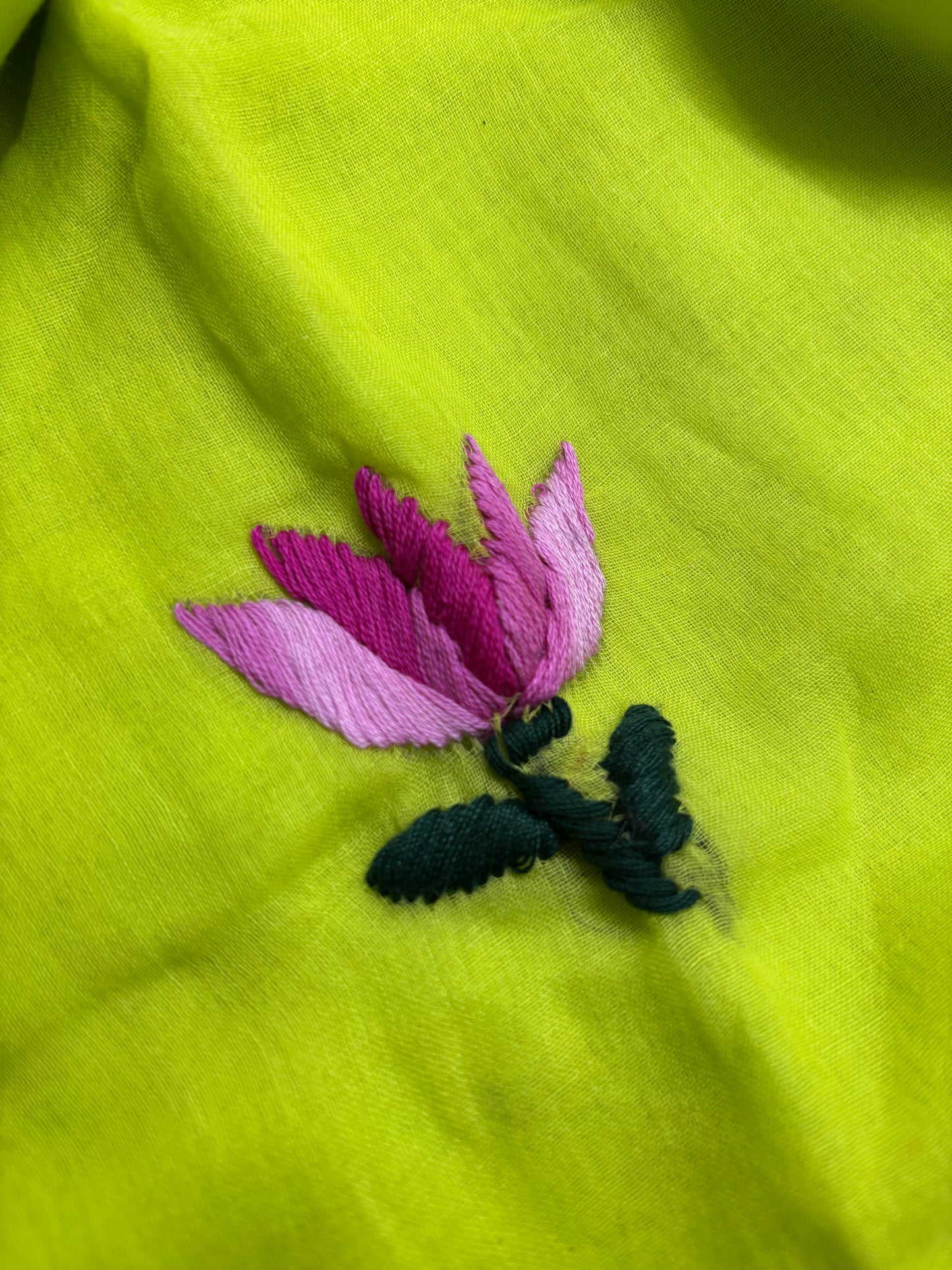 Bengal Mul Cotton - Lotus Embroidery