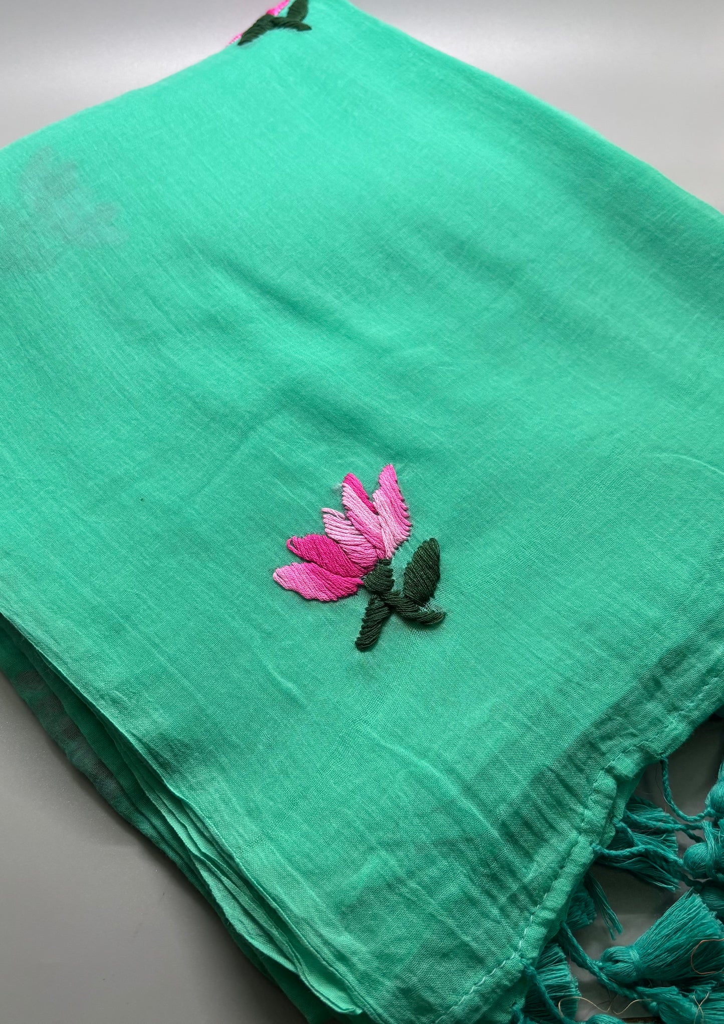 Bengal Mul Cotton - Lotus Embroidery