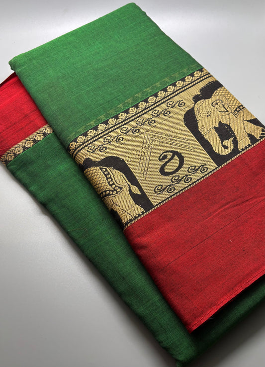 Narayanpet Cotton - Elephant Motif Border