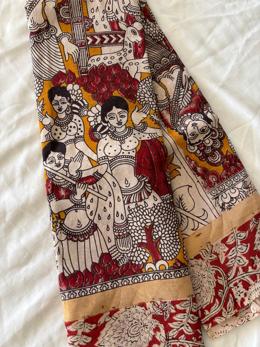 Mangalagiri Silk Cotton - Kalamkari Print