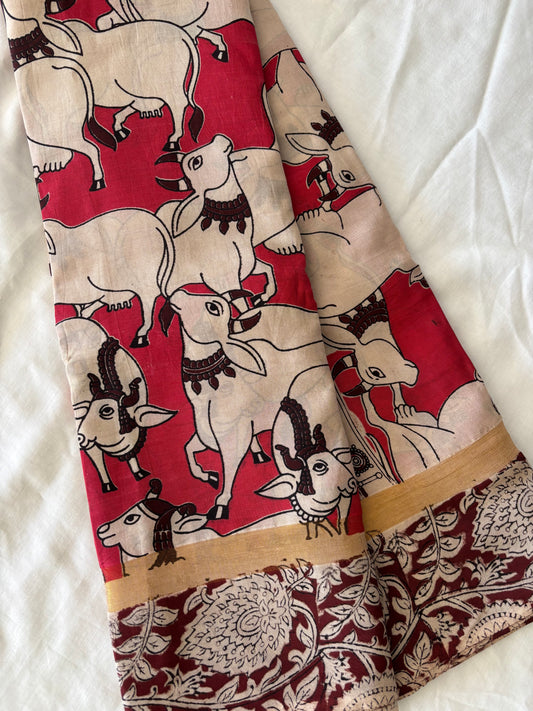 Mangalagiri Silk Cotton - Kalamkari Print