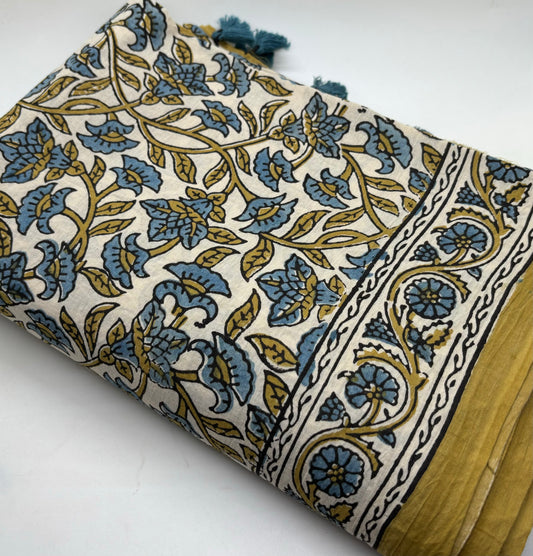 Ajrakh Hand Block Pure Cotton Saree