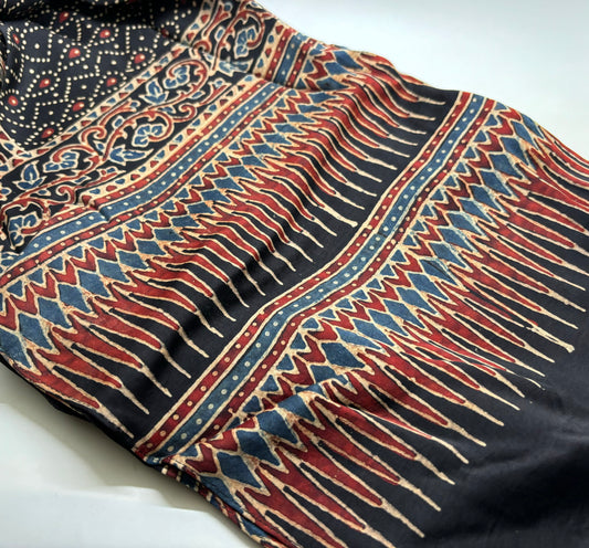 Ajrakh Hand Block Stoles - Modal Silk